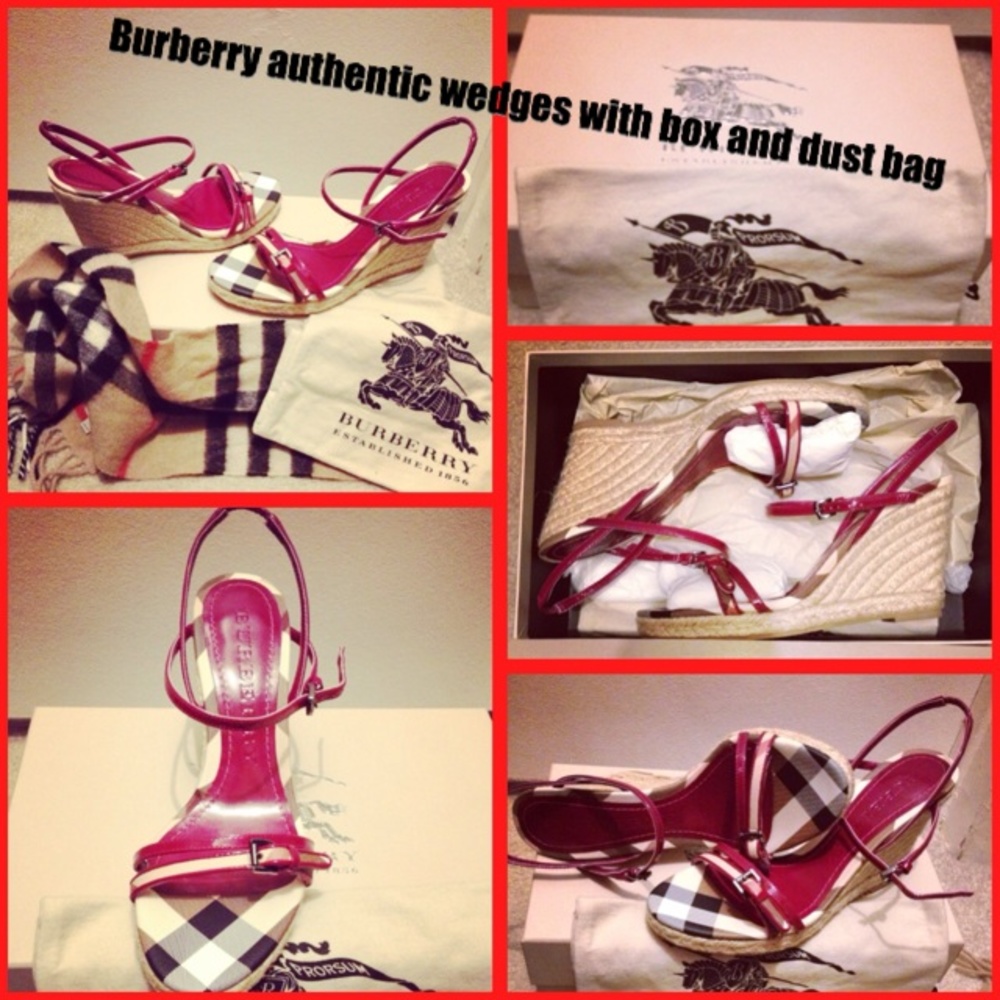 NEW IN BOX. AUTHENTIC. Burberry wedges RED